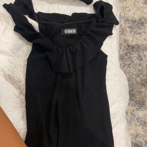 Reformation ribbed ruffle shirt